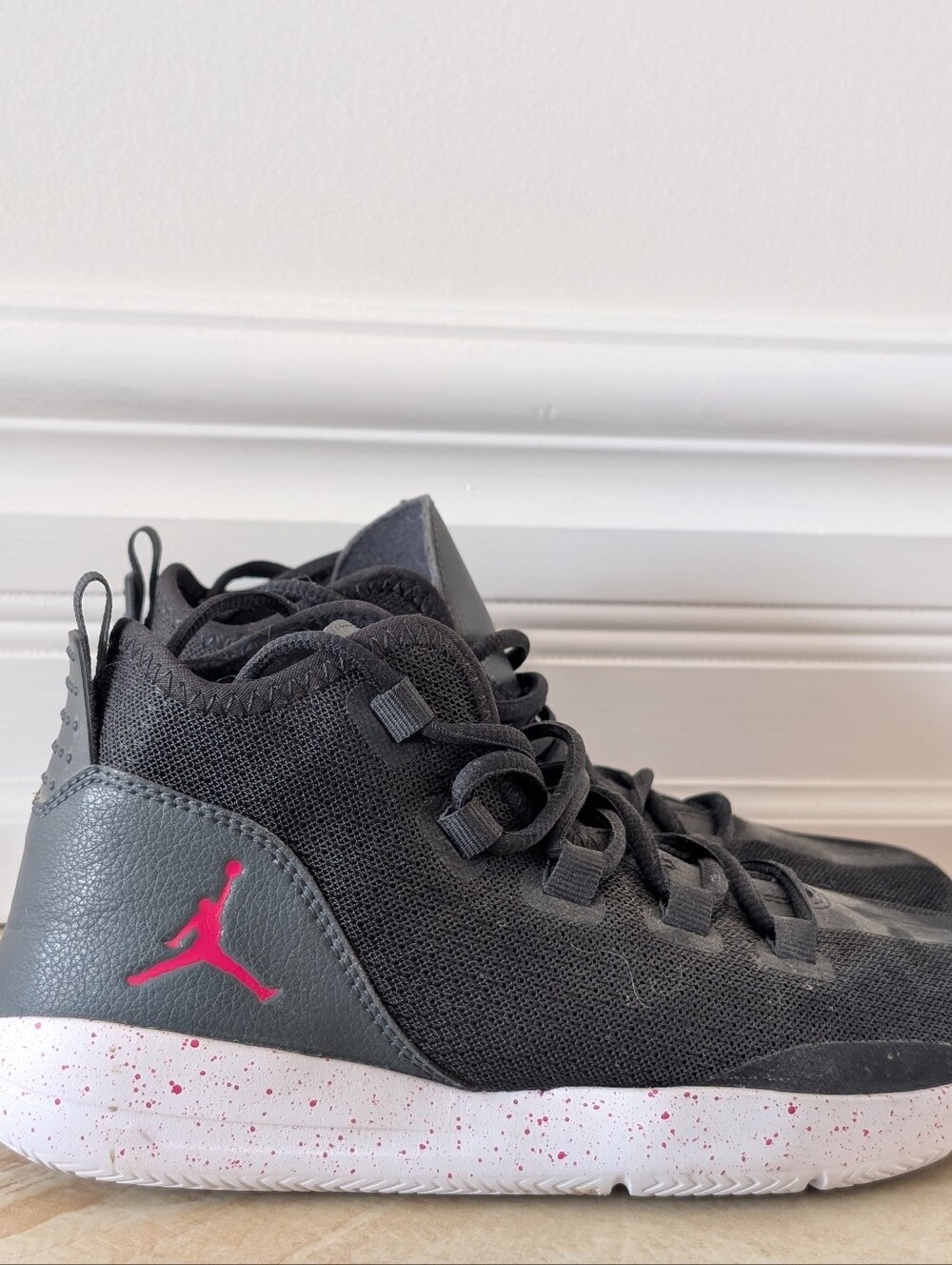 Air Jordan Reveal GG 'Black Vivid Pink' With Splatter Pink Soles - Youth 6